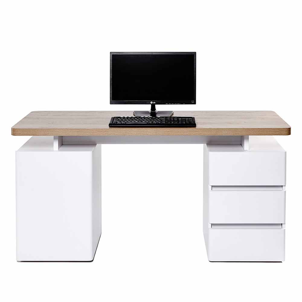 Weißer Computer-Schreibtisch mit viel Stauraum Aragon