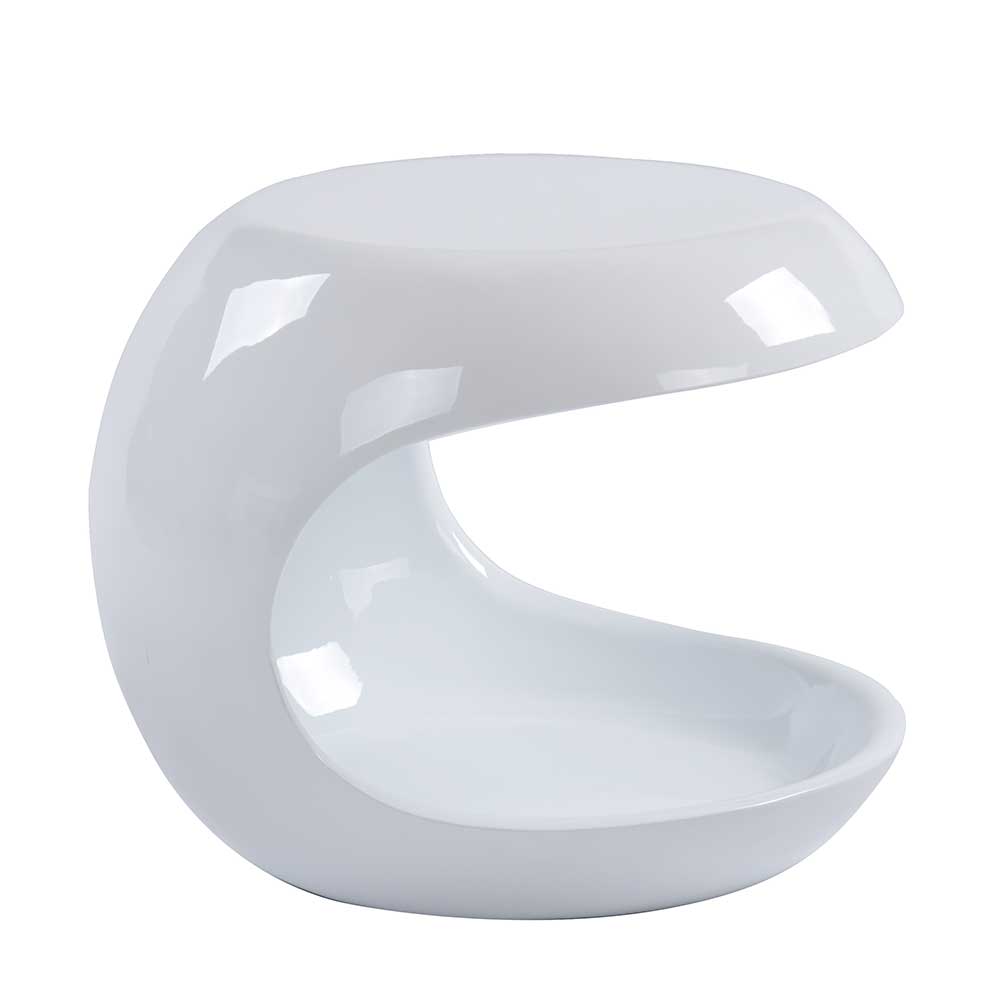Weißer Design-Couchtisch aus Glasfaser und Kunststoff - 3D mit ovaler Platte Sefino