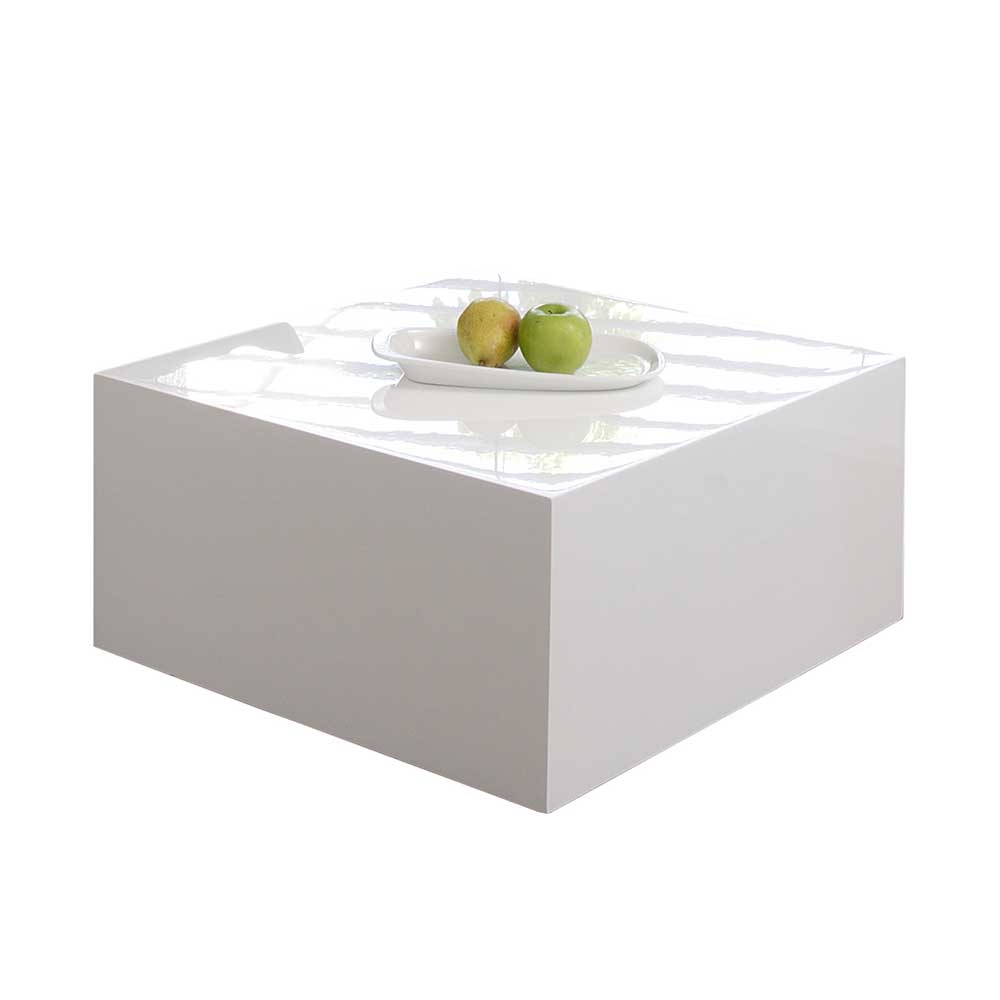 Weißer Hochglanz Couchtisch im Quader Design - 60x30x60 cm Lelolenilia