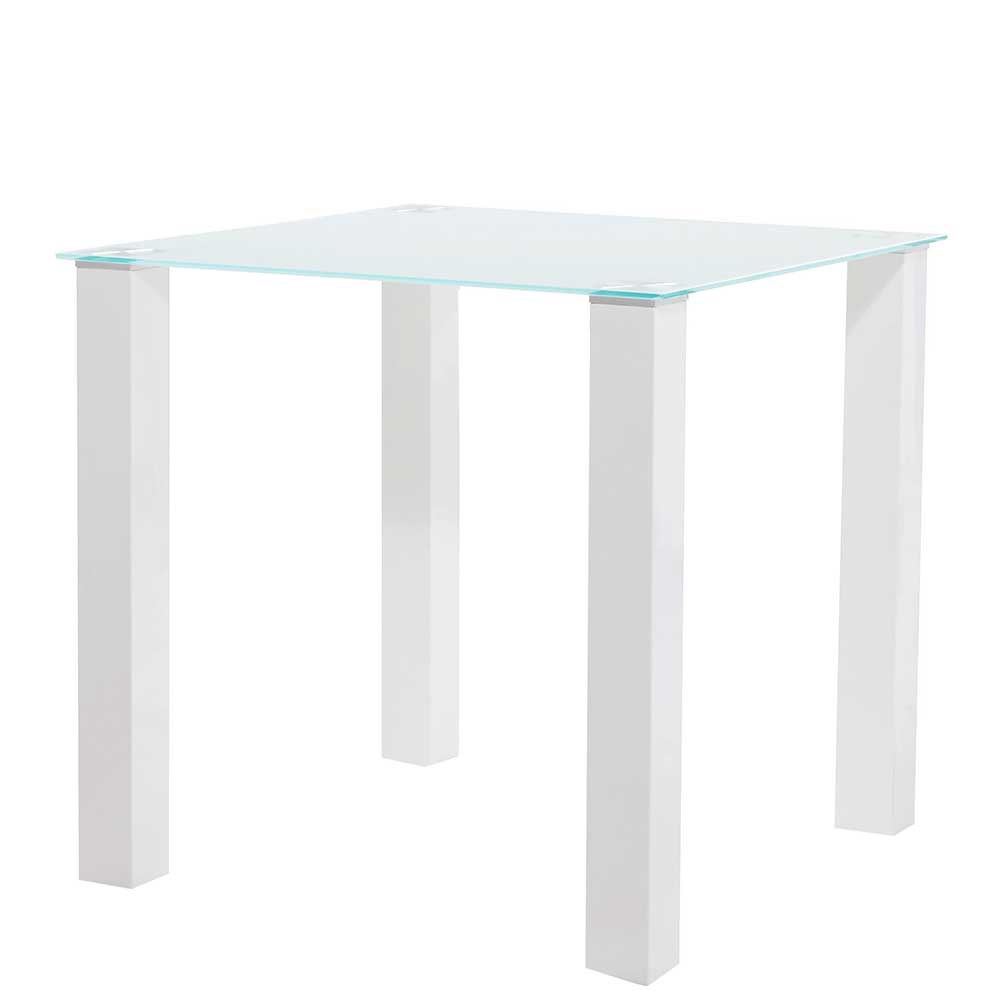 Weißer Hochglanz Tisch mit Glasplatte aus Klarglas - 2 Größen Richard