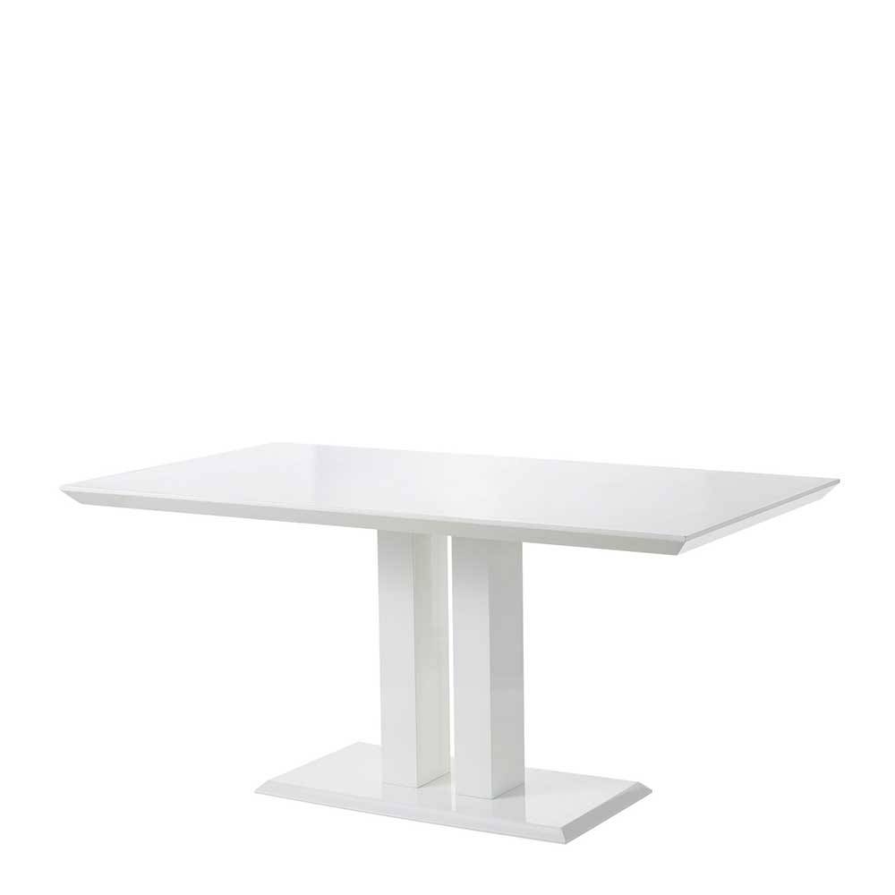 Weißer Hochglanz-Tisch mit Säulengestell aus MDF - 160x76x90 cm Giorgio
