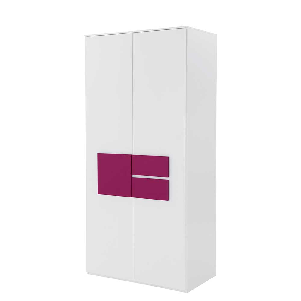 Weißer Kleiderschrank Design-Griffe in Pink 102x215cm Calaas