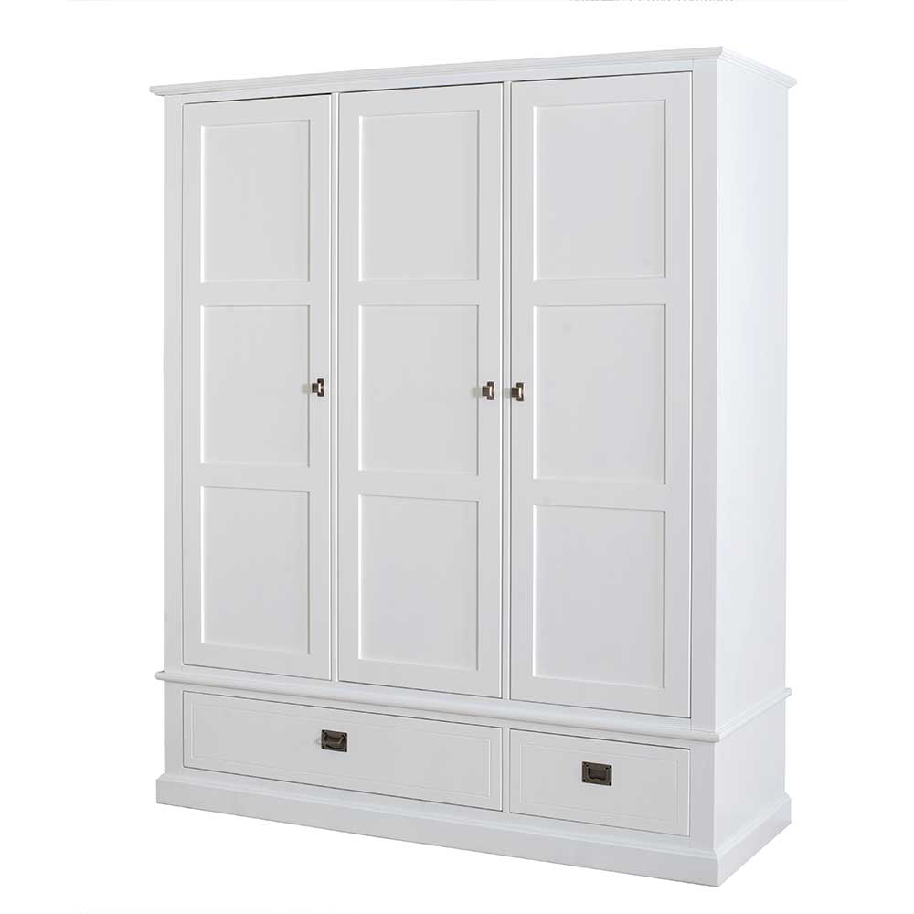 Weißer Kleiderschrank im Skandi Design mit drei Türen & zwei Schubladen Eicando