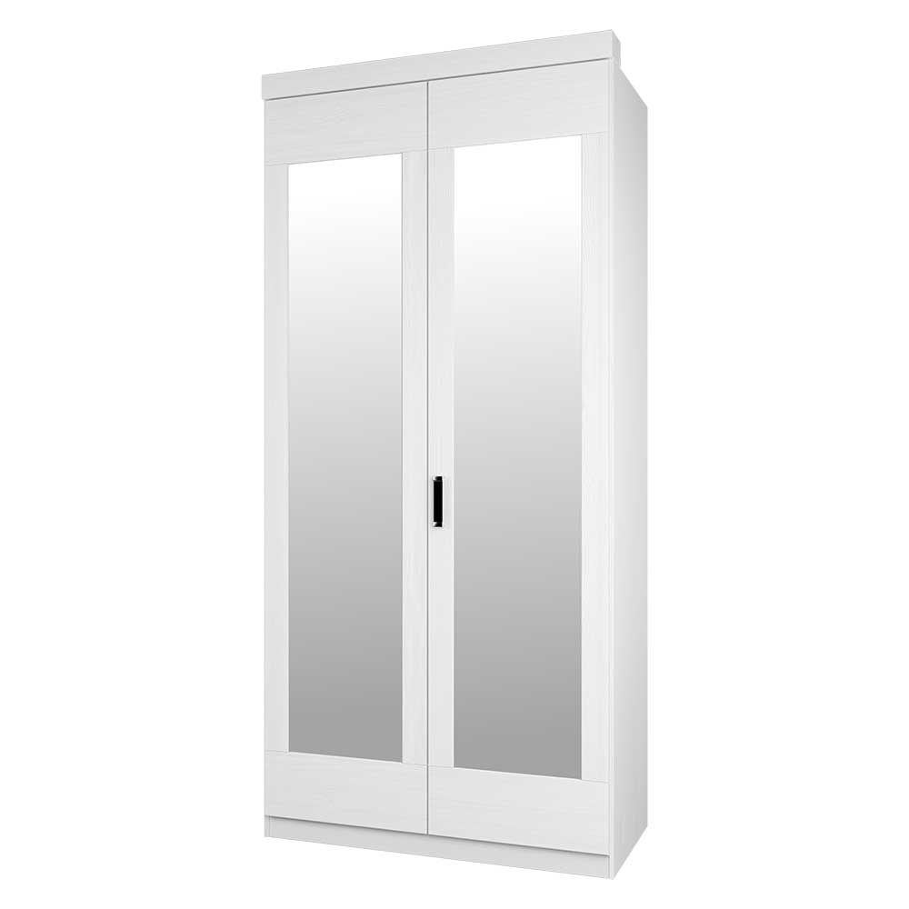 Weißer Kleiderschrank mit Spiegeltüren - 100x221x57 cm Imtreba