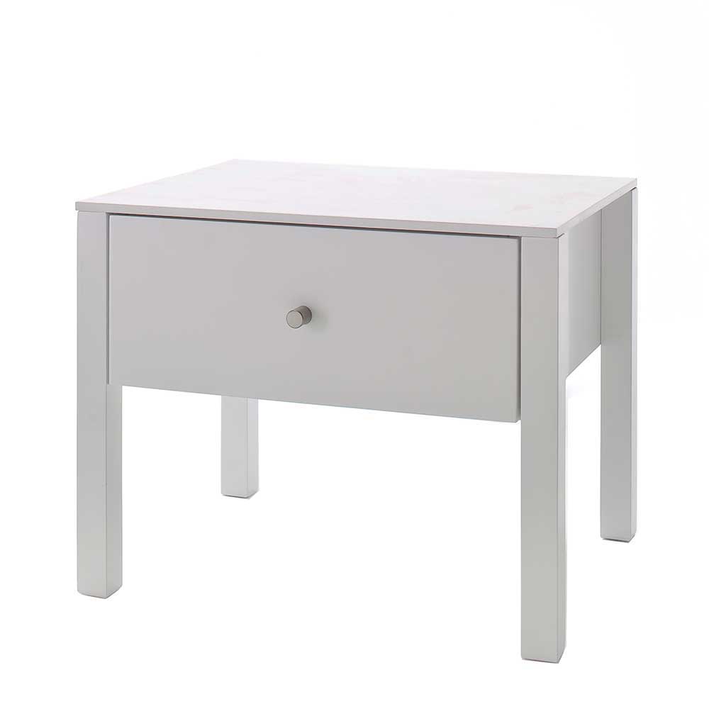 Weißer Nachttisch mit großer Schublade 50cm breit Moyico