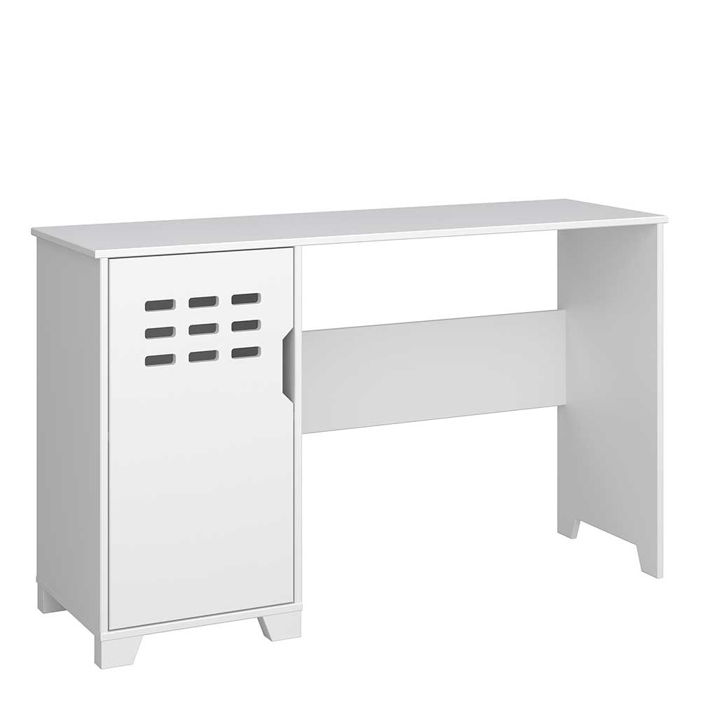 Weißer Schreibtisch im Skandi Design mit Tür & Knieraumblende Naidlas