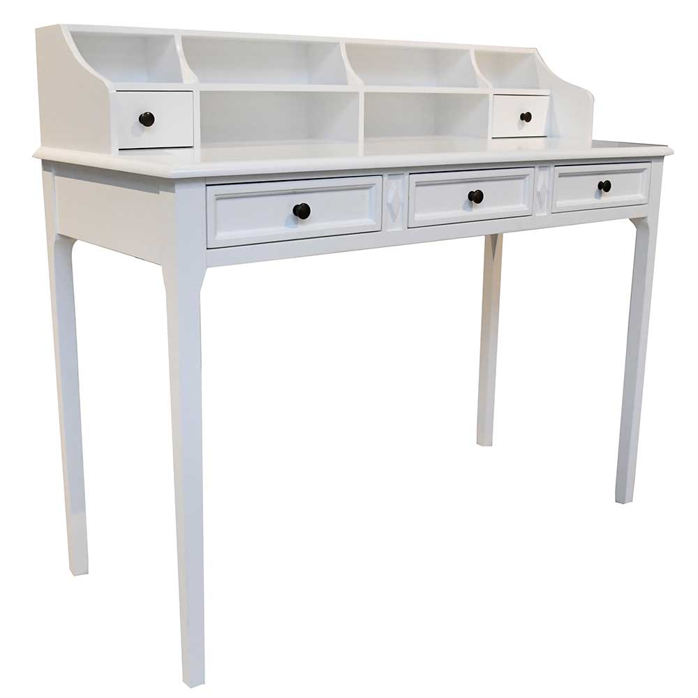 Weißer Schreibtisch mit Aufsatz & Schubladen im Landhausstil Moderna