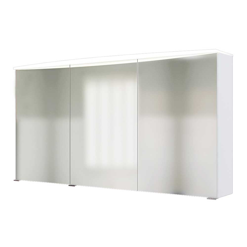 Weißer Spiegelschrank 3D mit Lichtband LED 3-türig 120cm breit Datara
