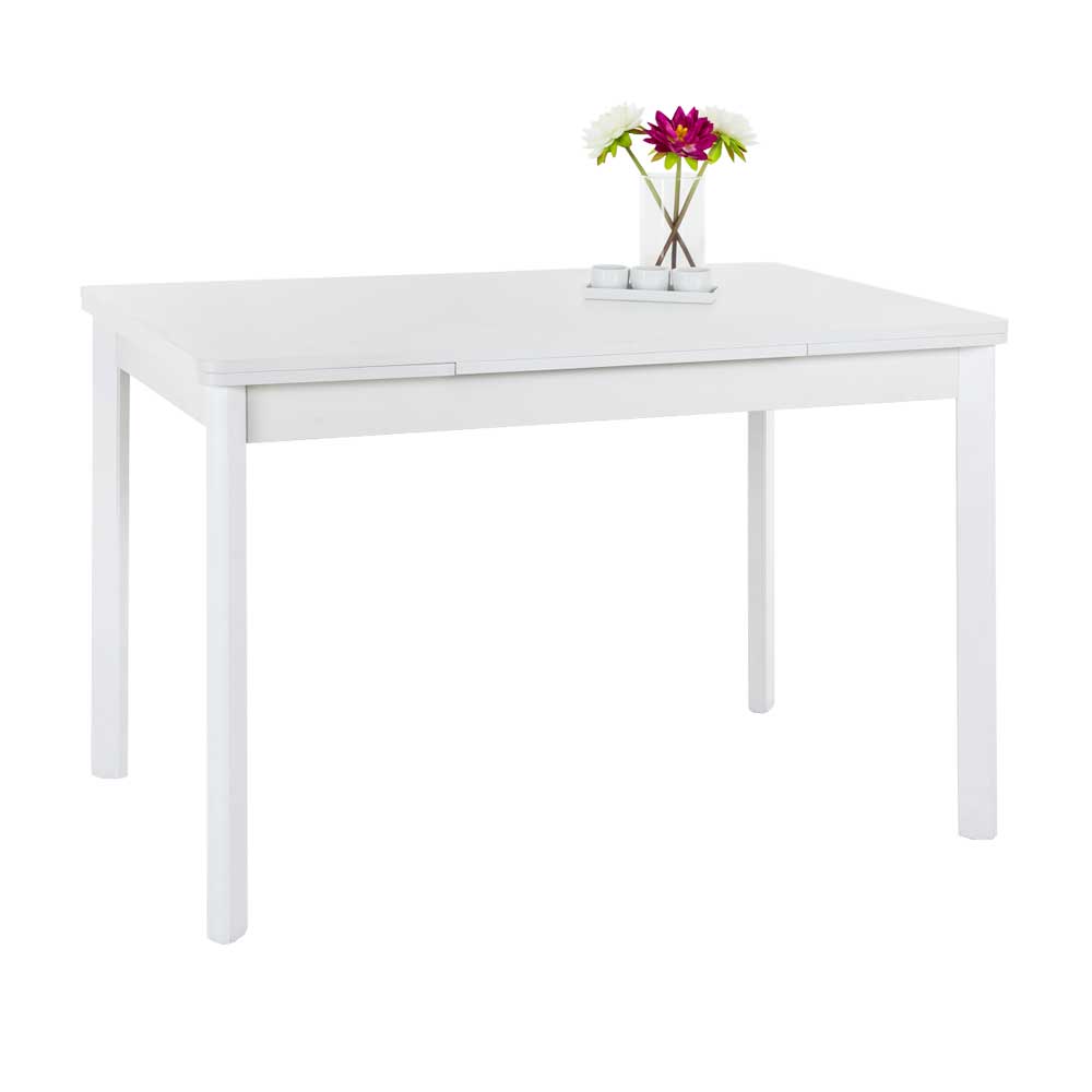 Weißer Tisch ausziehbar 90cm bis 142cm ideal für Küche und Esszimmer Vartess