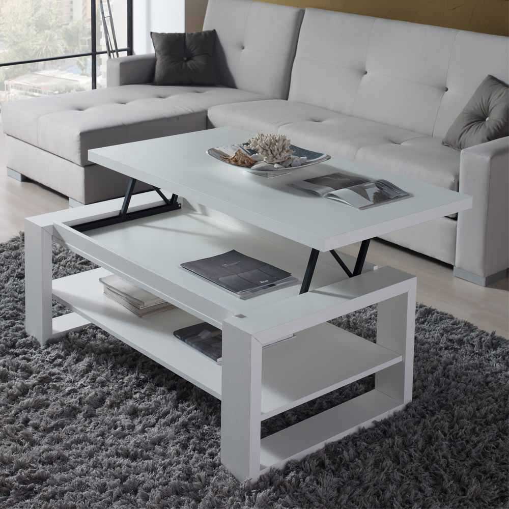 Weißer Wohnzimmertisch Tischplatte klappbar 110x60cm Mercana