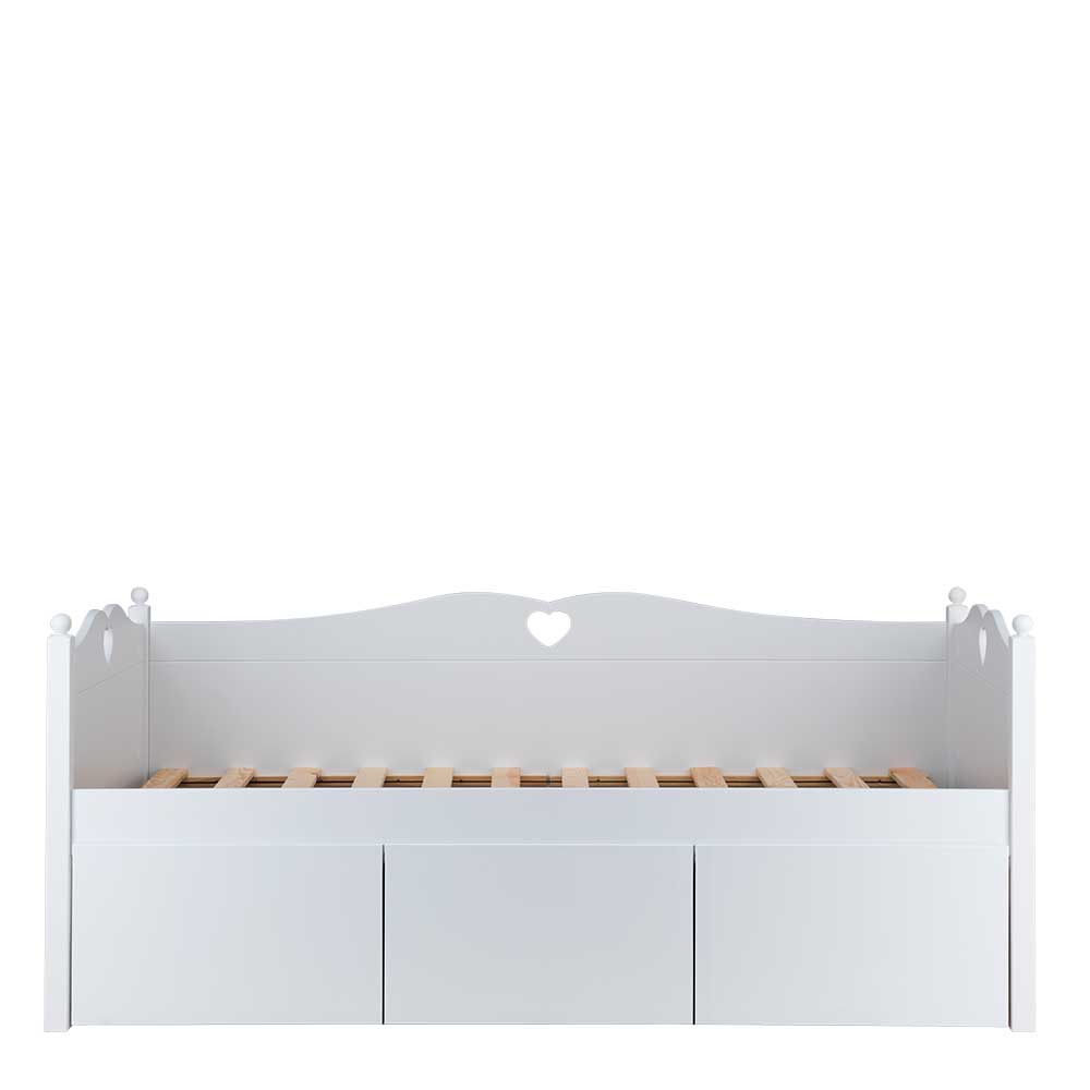 Weißes 90x200 Kojenbett mit Stauraum aus Holz Buche & MDF Hovellas