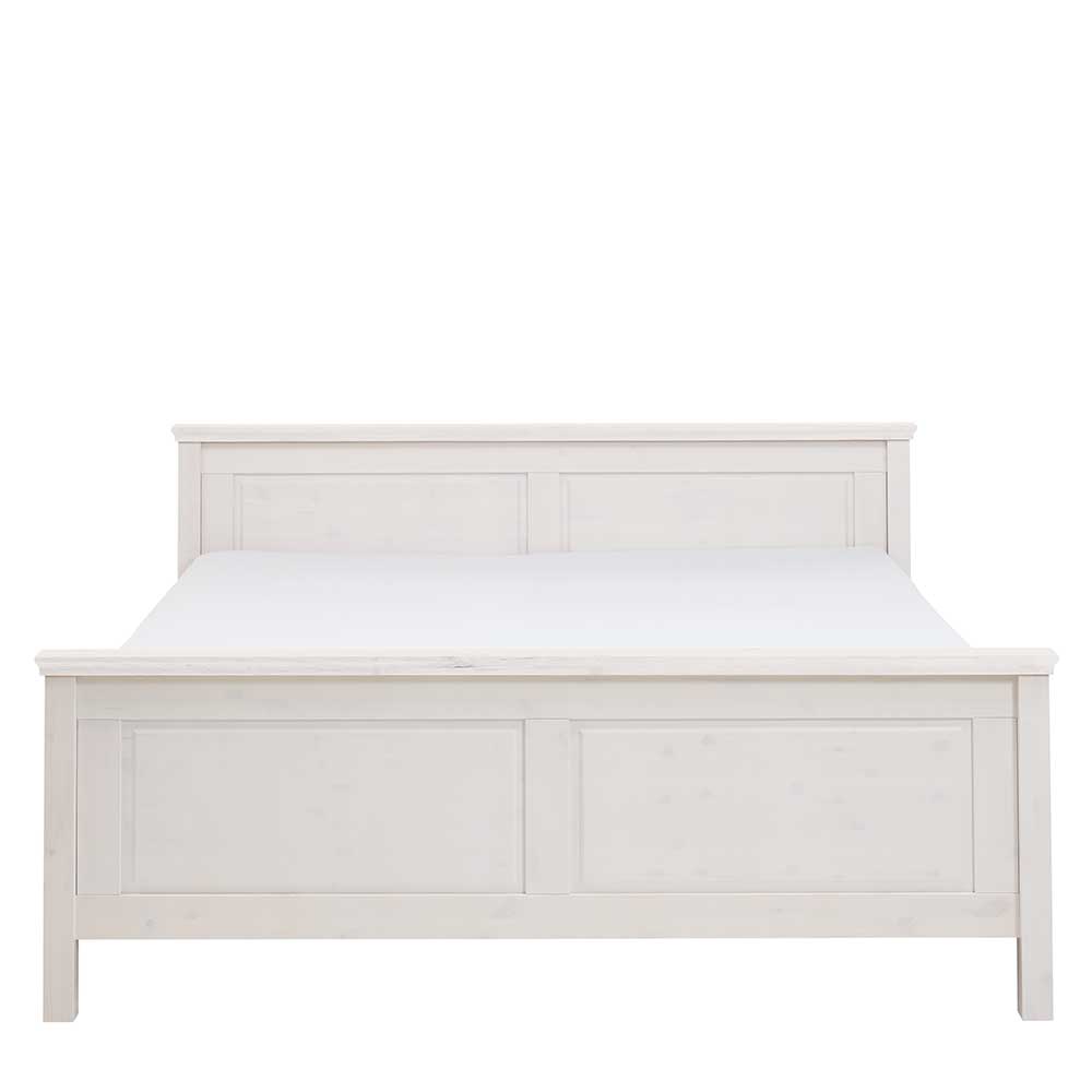 Weißes Bett als Einzelbett oder Doppelbett aus Kiefer Satumare