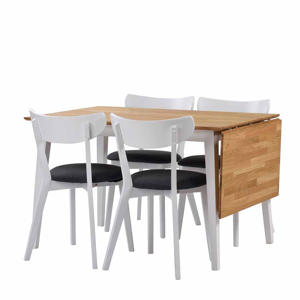 Weißes Esszimmer Set mit Tisch & vier Stühlen Vanira