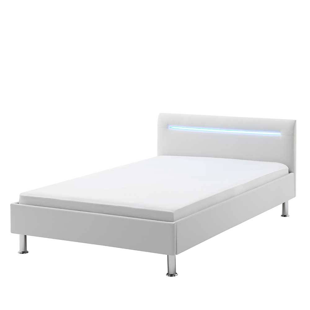 Weißes Kunstlederbett mit LED Beleuchtung in 120x200 & 140x200 Irons