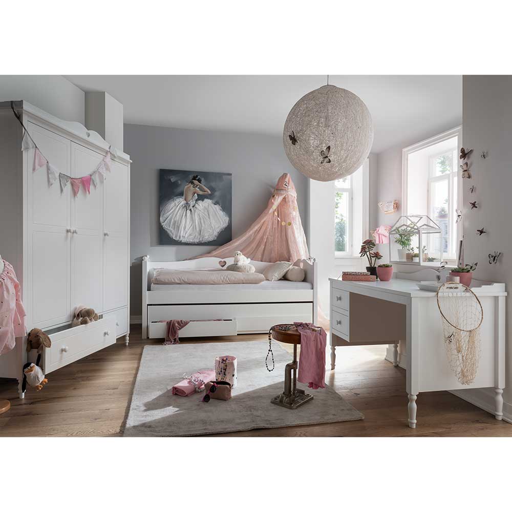 Weißes Möbel Set für Kinderzimmer mit Bett & Schrank & Schreibtisch Hovellas