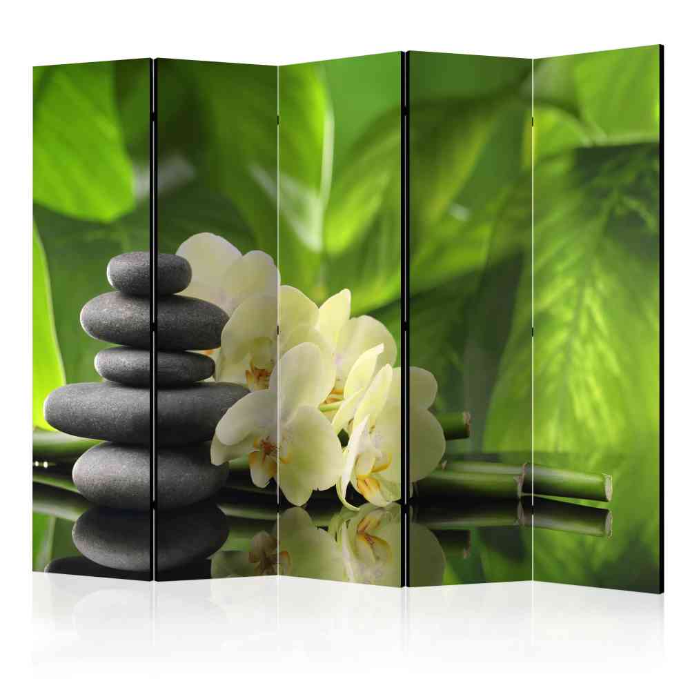 Wellness Zen Foto Paravent mit Orchideen lichtechter Druck 225x172 Onias