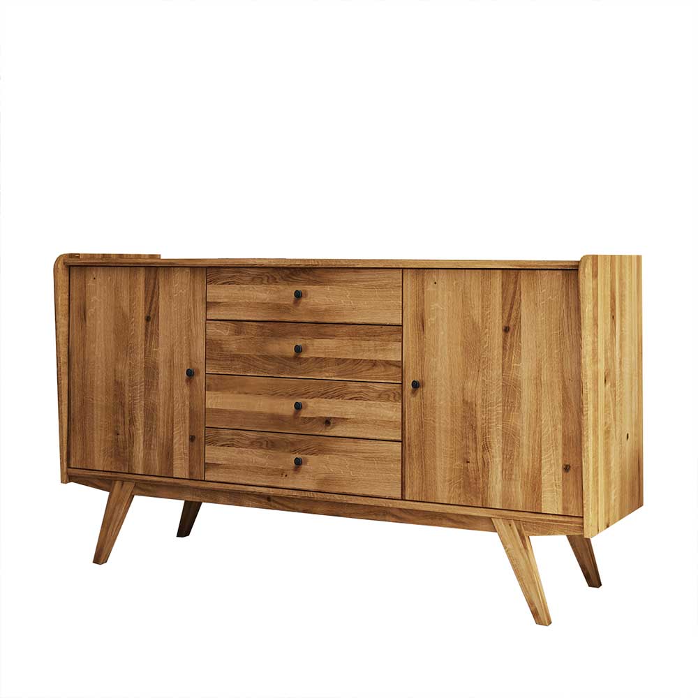 Wildeiche Holz-Sideboard 160 cm breit mit vier Schubladen & zwei Türen Hardus