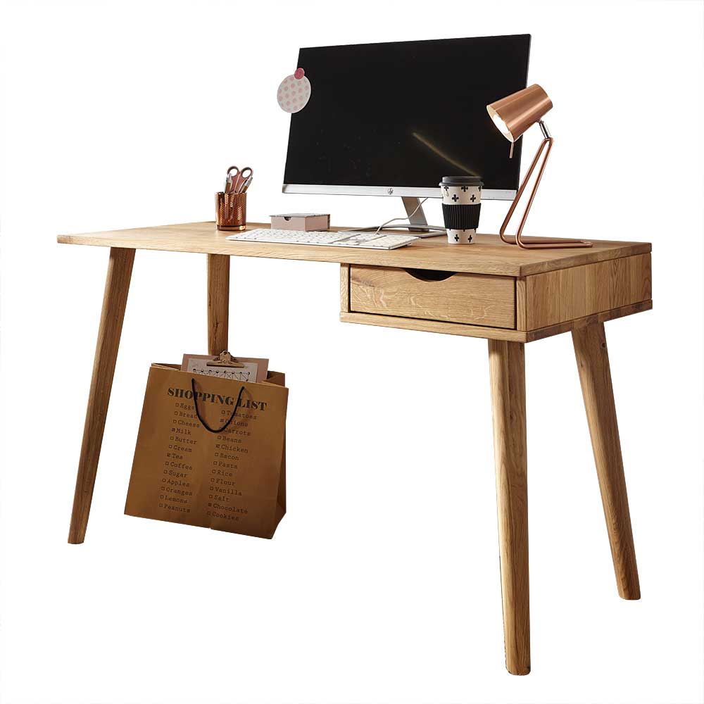 Wildeiche Schreibtisch mit einer Schublade - 120x75x55 cm Ulnero