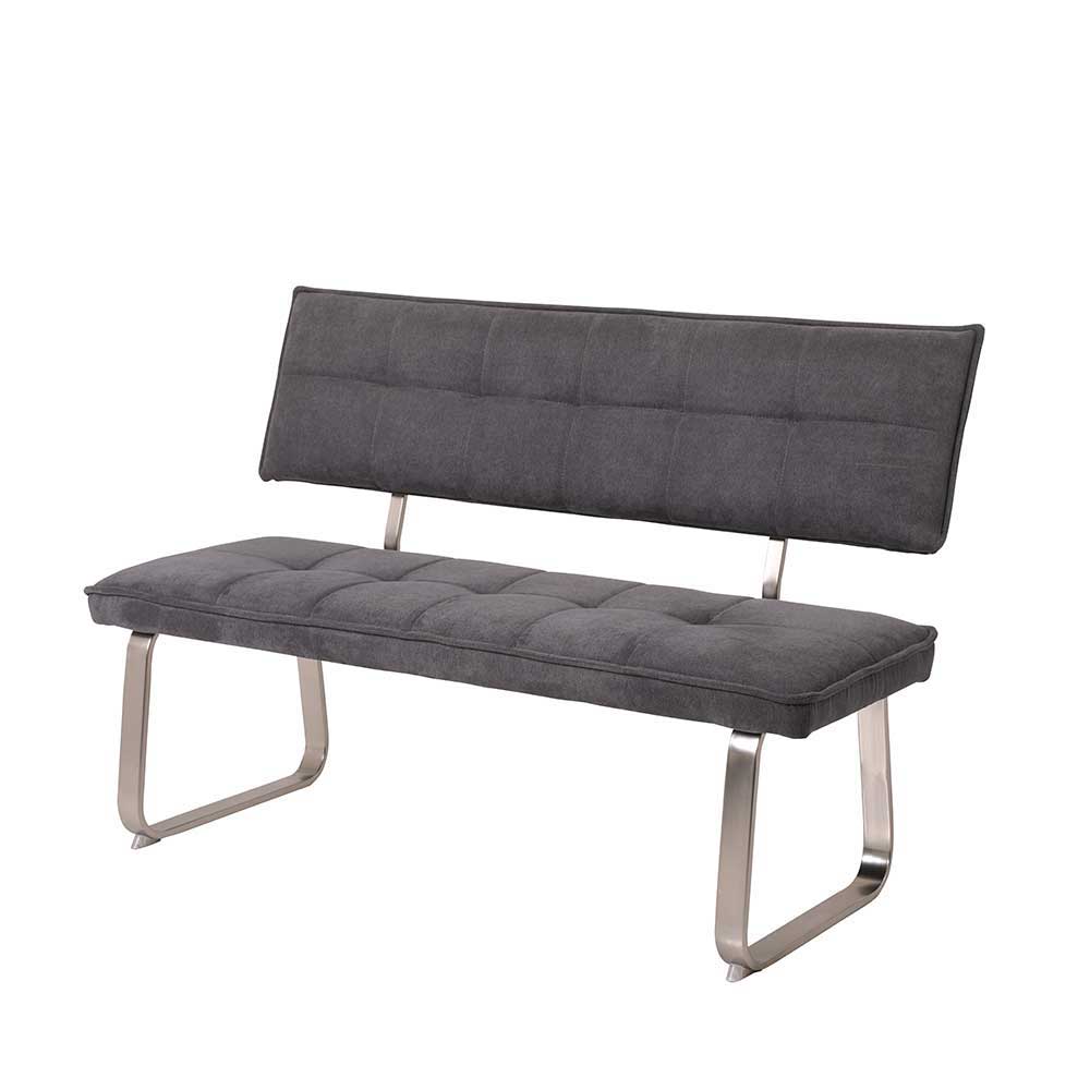 Wohnraum Sitzbank mit Rückenlehne in Grau Stoff & Metall Anresanio