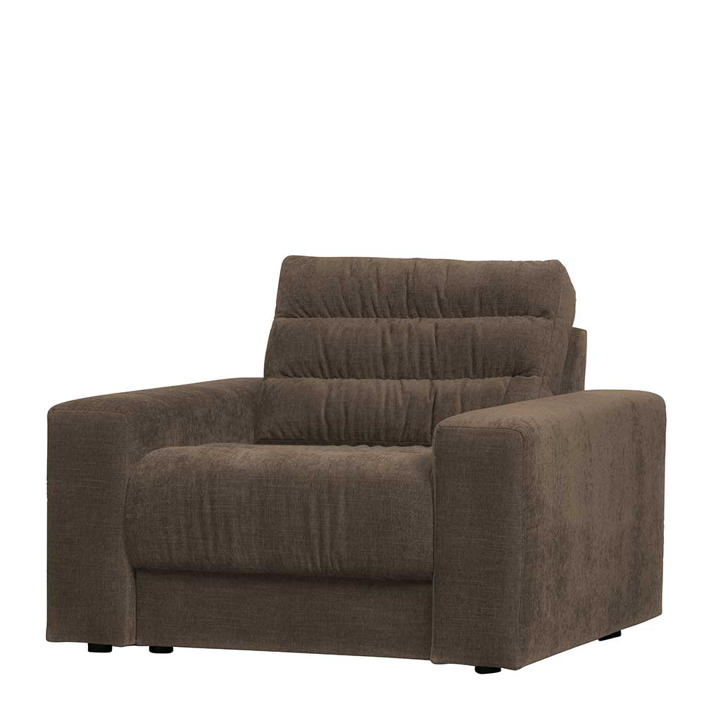 Wohnzimmer Sessel aus Strukturstoff in Graubraun Fanito