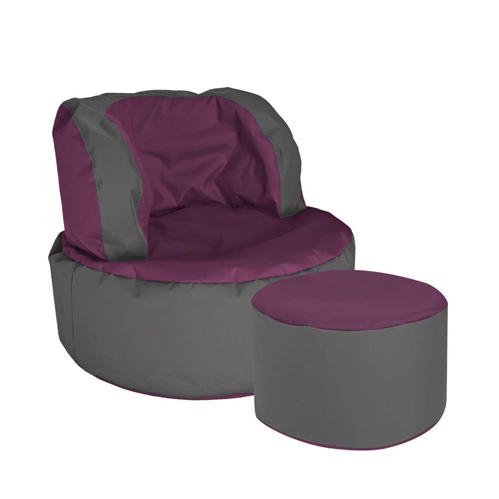 Wohnzimmer Sitzsack Violett Grau Hocker Mapilia