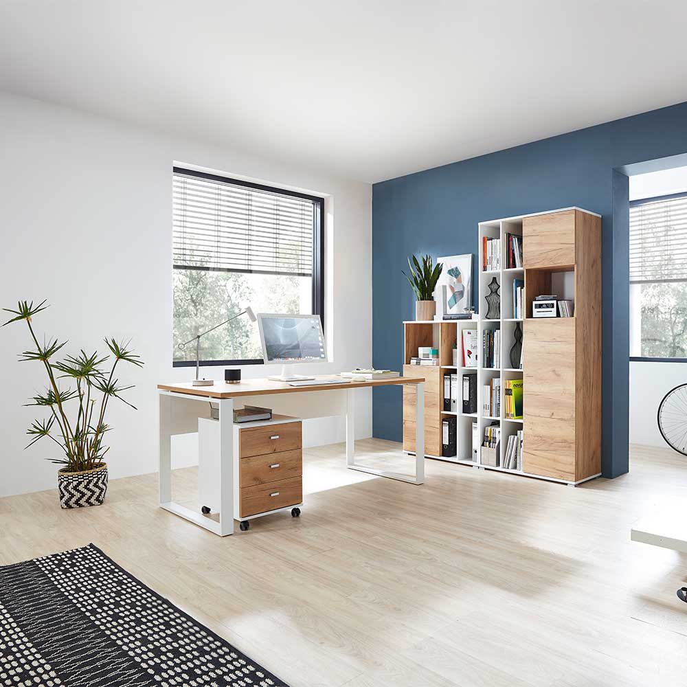 Zweifarbige Büroausstattung Möbel Set in Weiß & Wildeiche Situatica