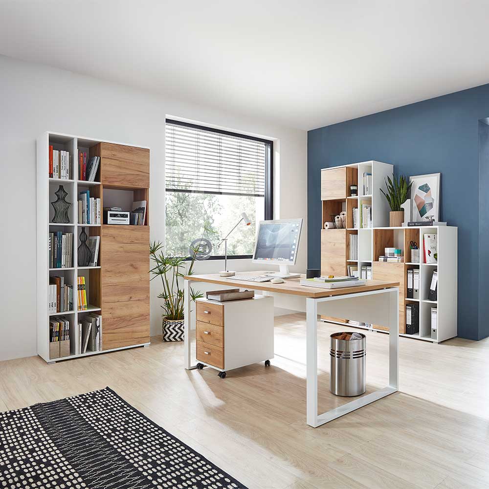 Zweifarbige Büromöbel Kombination in Weiß & Wildeiche Situatica