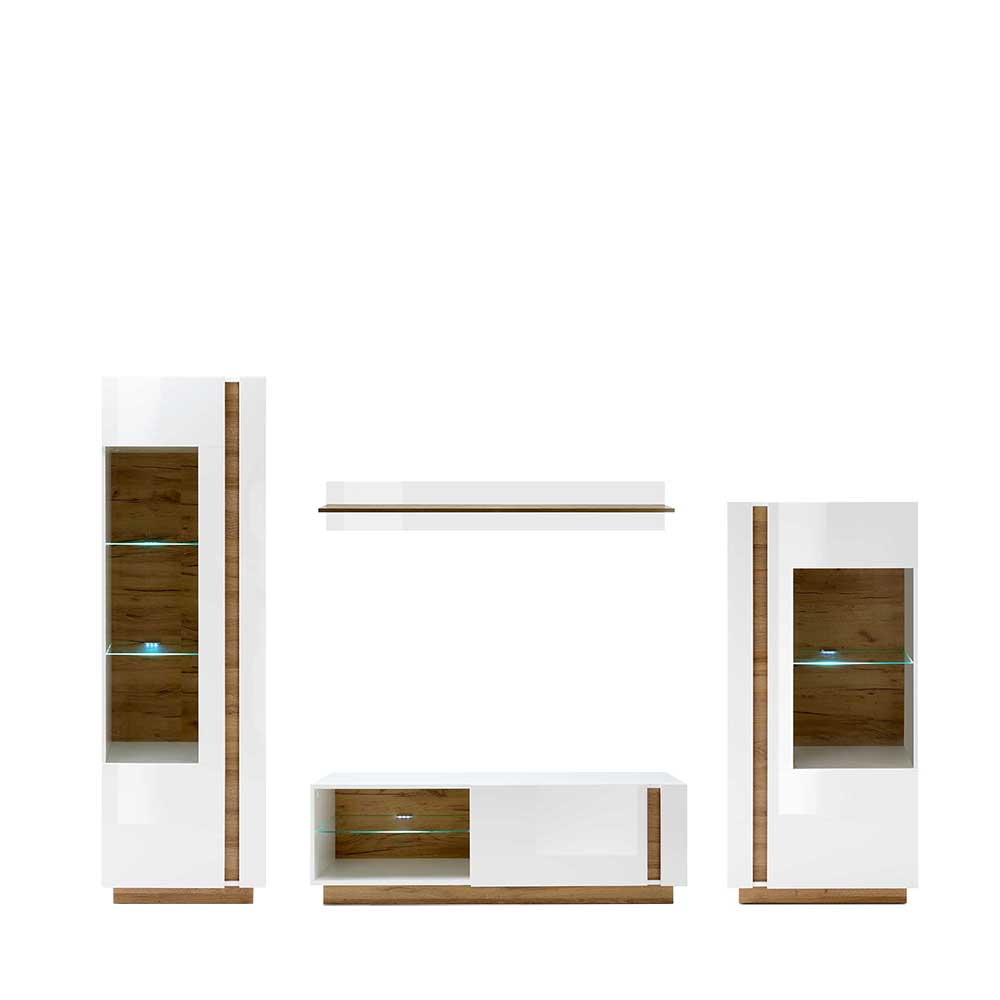 Zweifarbige Wohnzimmer Möbel Kombi in Weiß mit Wildeiche Dekor Myrda