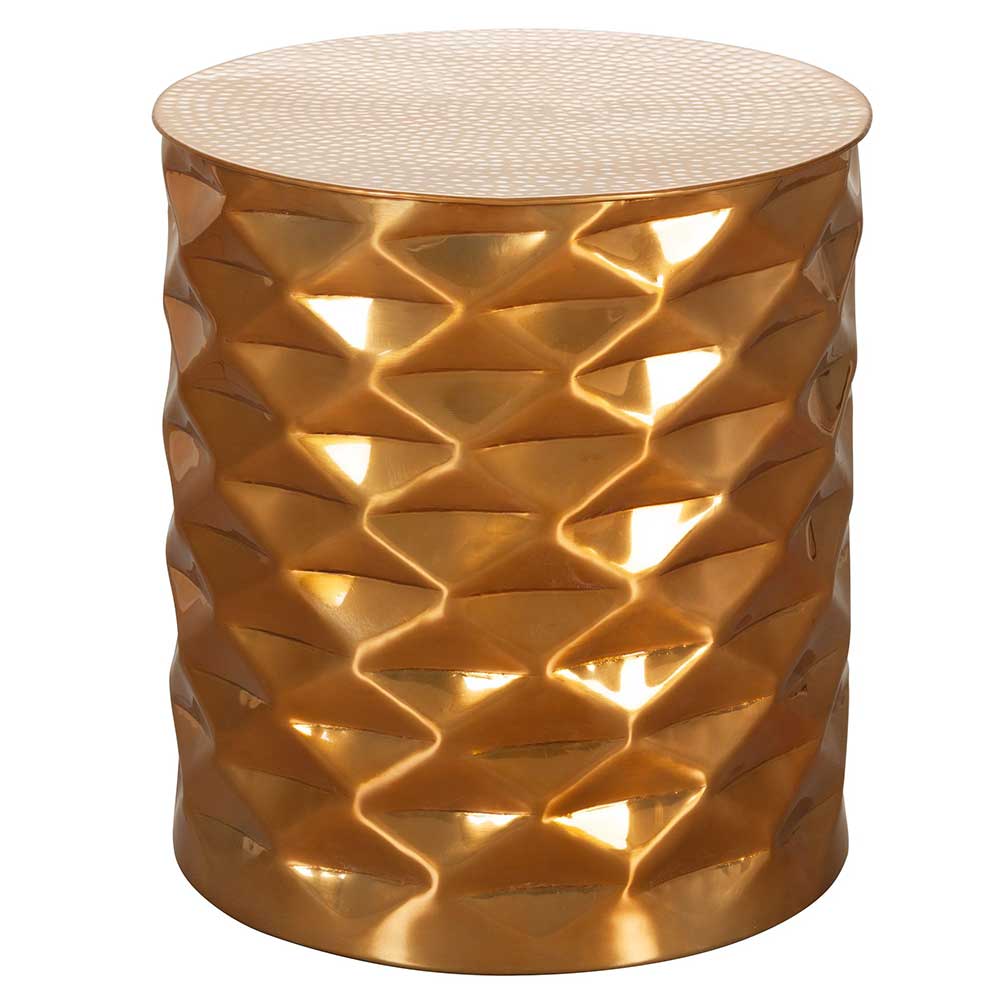 Zylinderform Metalltisch in Gold lackiert aus Alu 44x48x44 Tunes