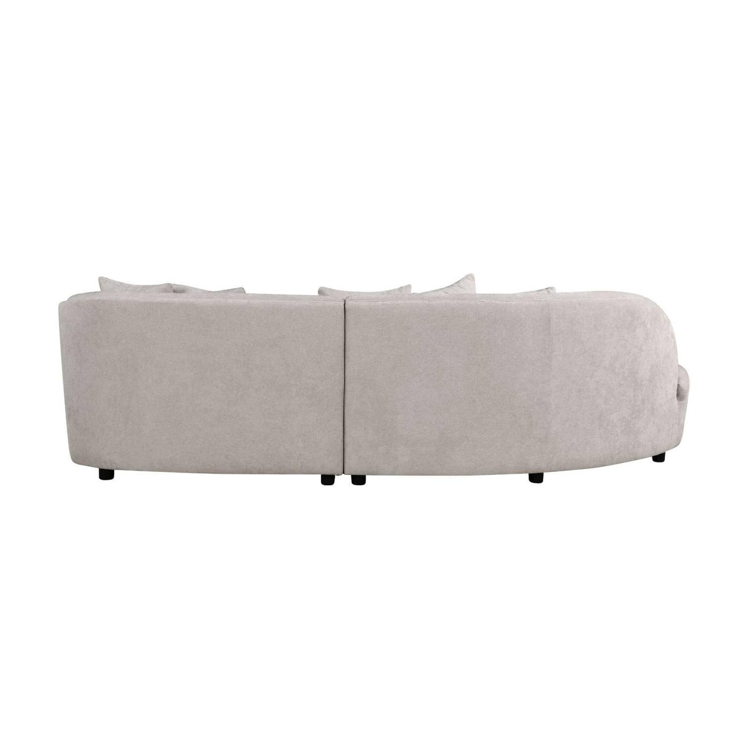 R ckseite des geschwungenen Modulsofas mit Recamiere in hellem Stoff Janyna