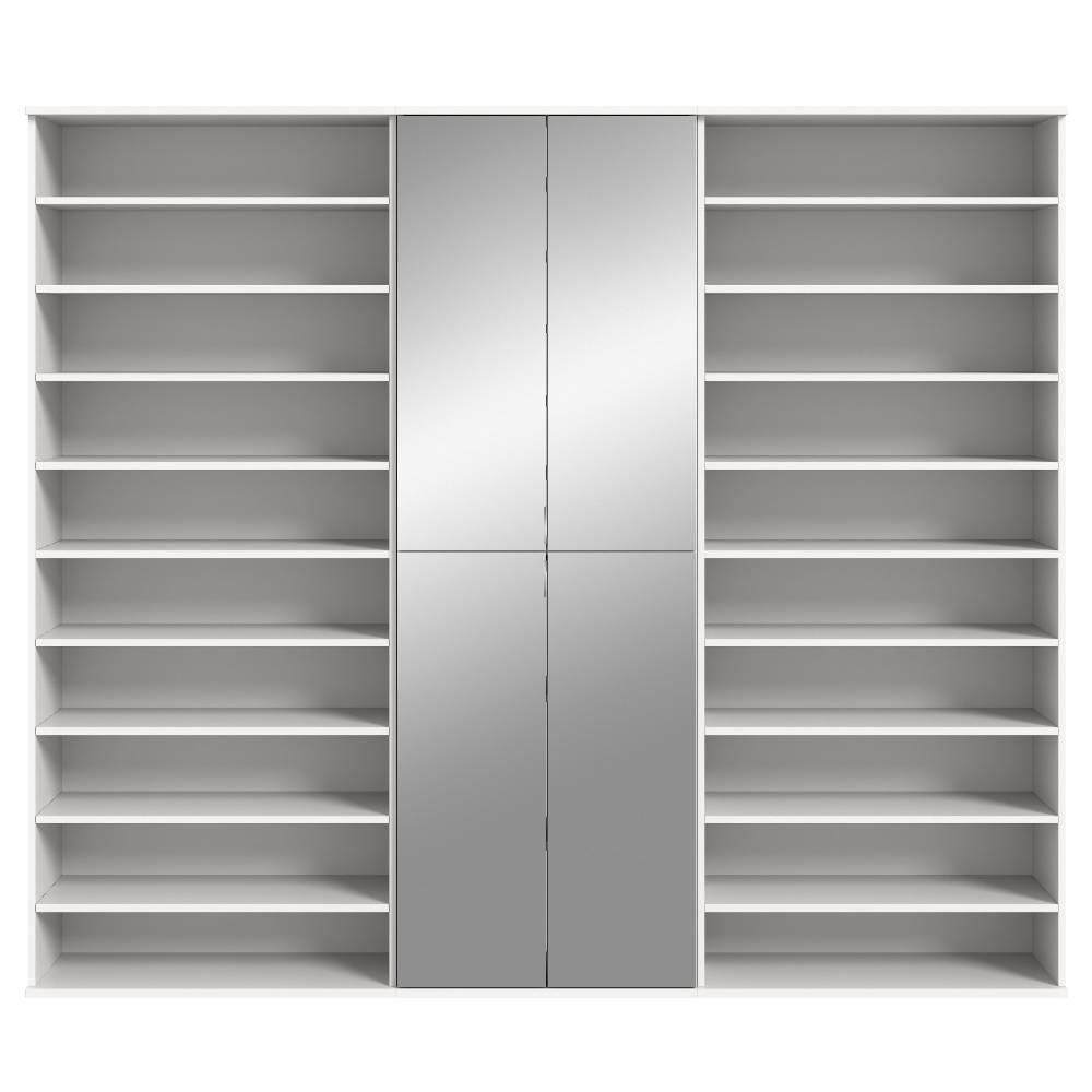 Schuhregal Duo und Spiegelschrank Set - Ejulia (dreiteilig)