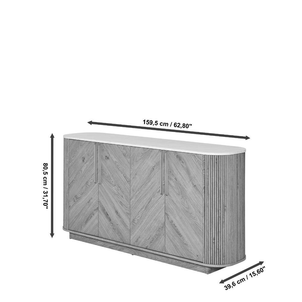 Ovales Sideboard in Eiche und Weiß - Fistrana