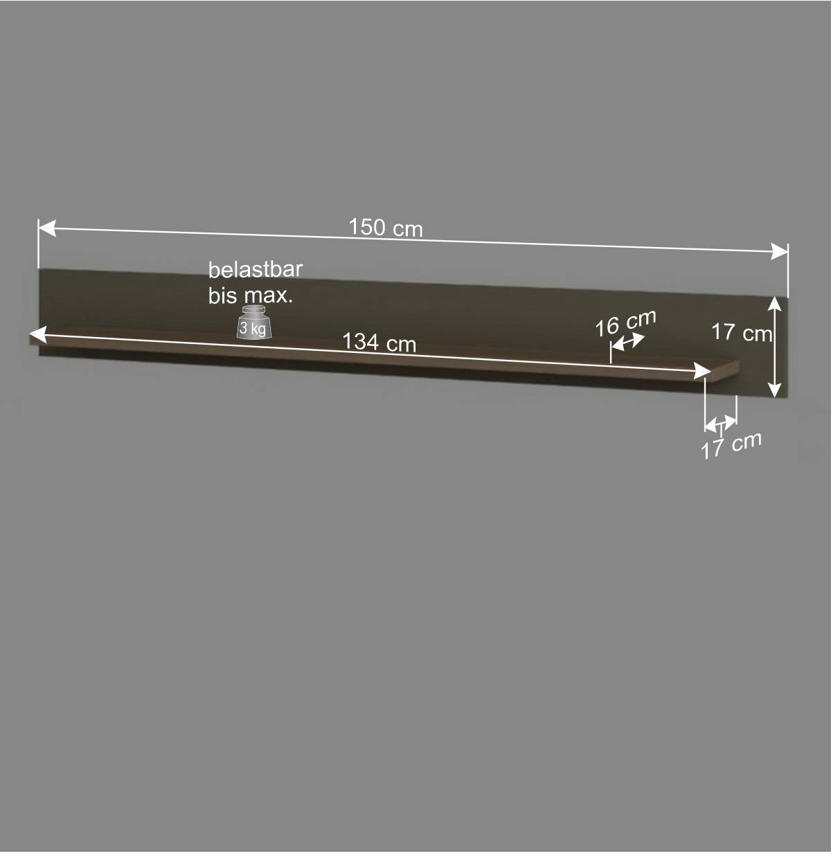 150 cm Wandboard in Eukalyptus und Eiche Optik - Promo