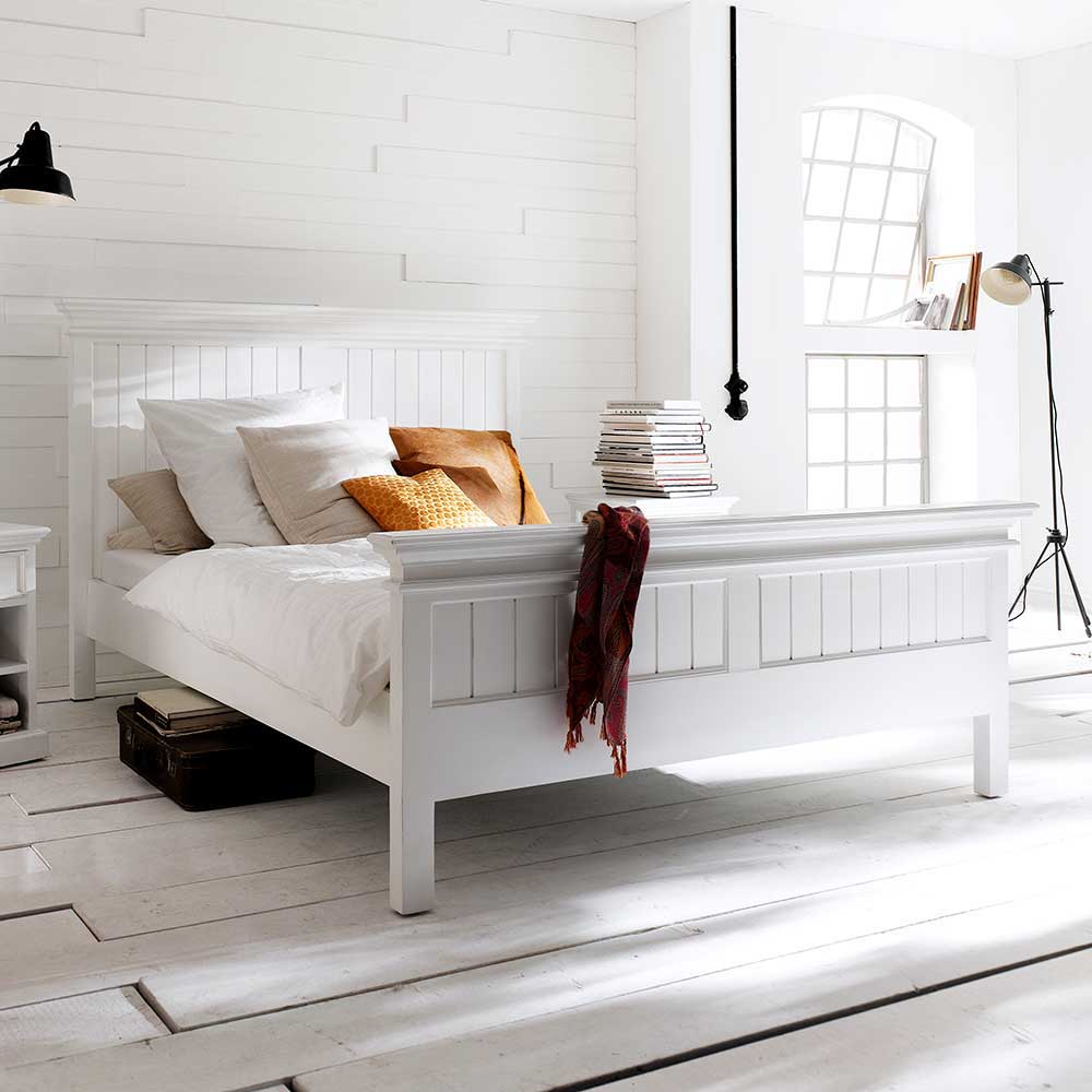 Weißes Einzelbett oder Doppelbett Venzeno in Komforthöhe