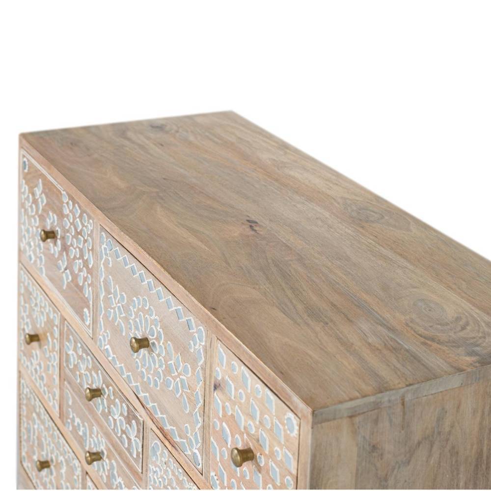 Holz Kommode mit weißen Motiven - Flyrelia