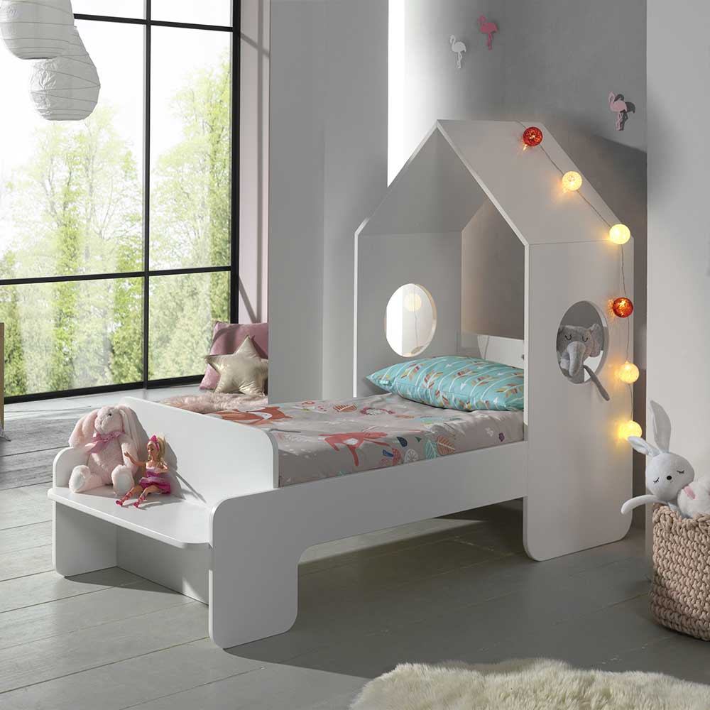 Kinder Hausbett mit 70x140 cm Liegefläche - Indefiva