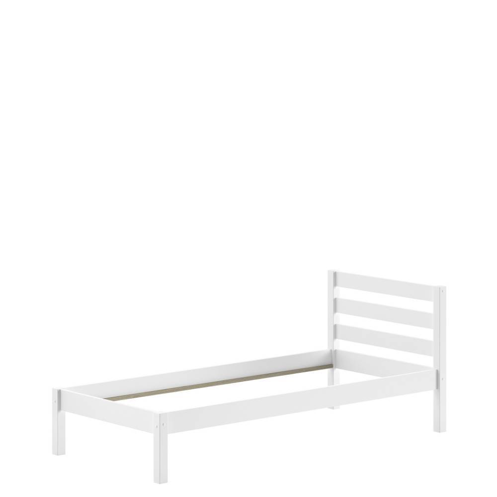 Komplettes weißes Einzelbett aus Holz mit Roll-Lattenrost für das Schlafzimmer – Napcolia