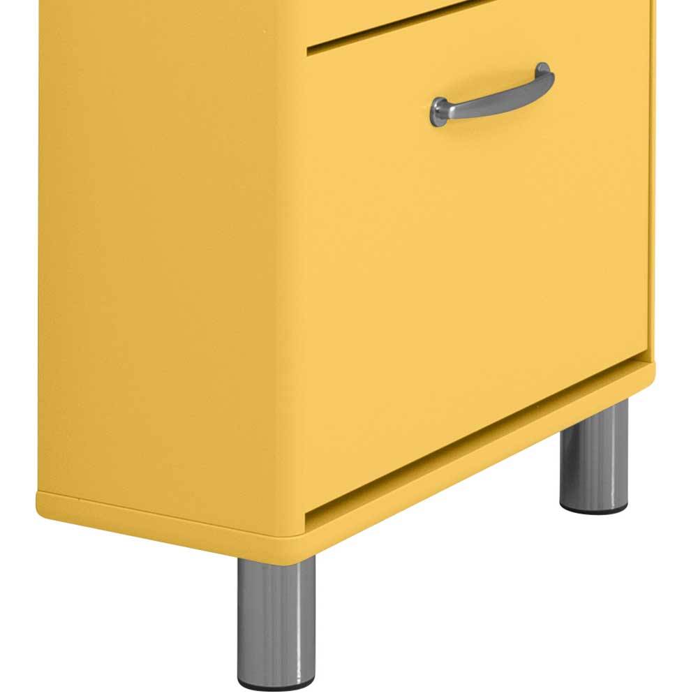 Retro Design Schuhschrank in Gelb mit Silber - Ejolas