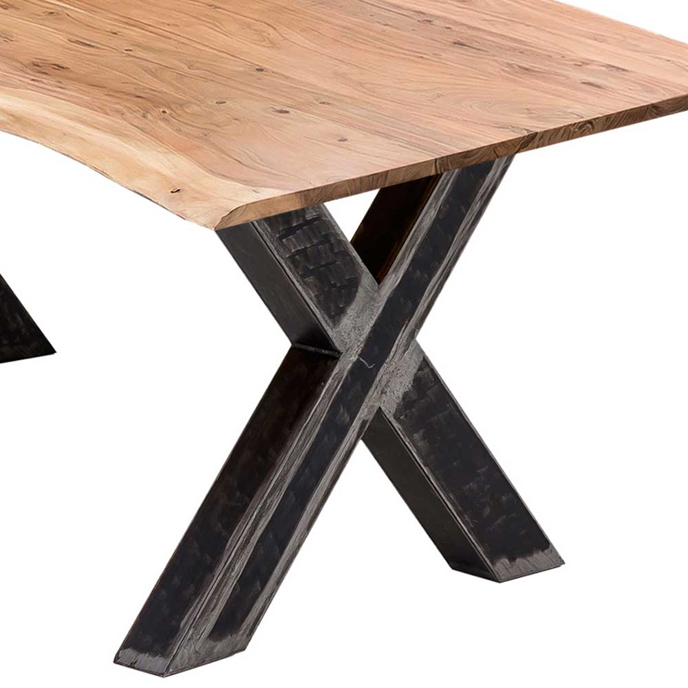 Baumkanten Esstisch mit X Füßen - Navua