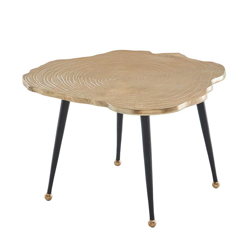 Metall Couchtisch mit Alu Platte im Baumscheiben Design - Lavetras