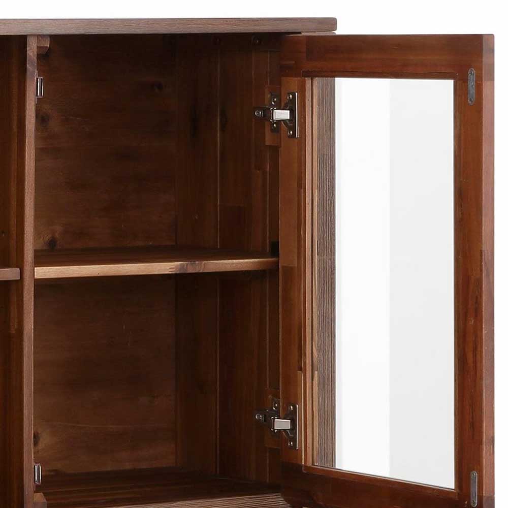 Highboard aus Akazie Massivholz und Glas - Ruffes