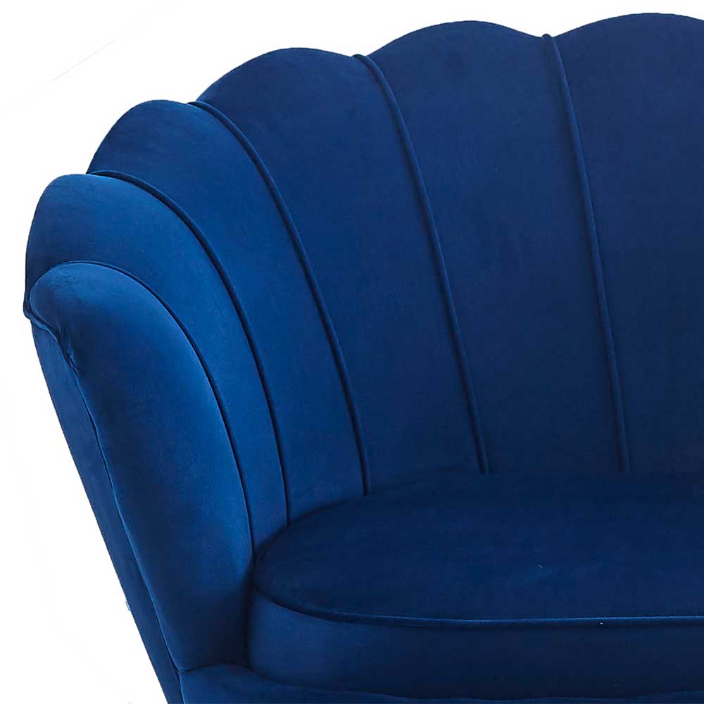 Muschel Design Sofa in Blau Samtbezug - Dotagon