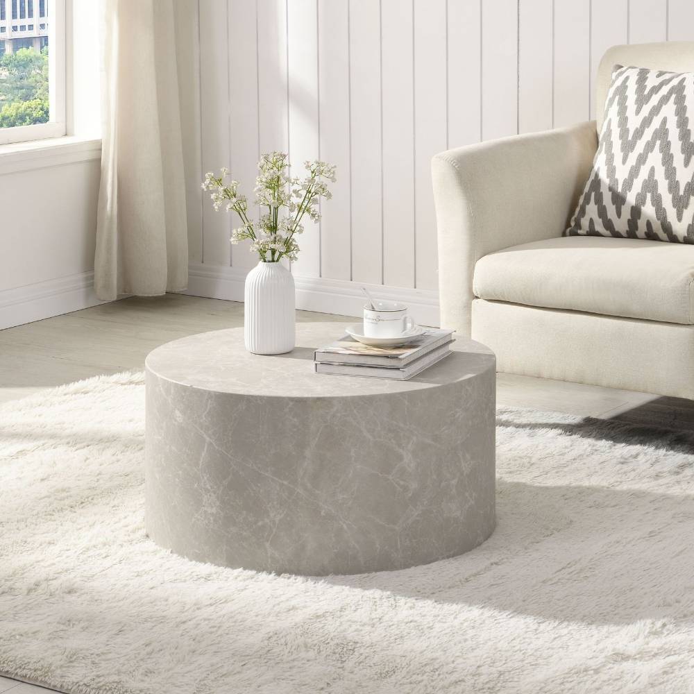Steinoptik Couchtisch in Zylinderform - Hanno