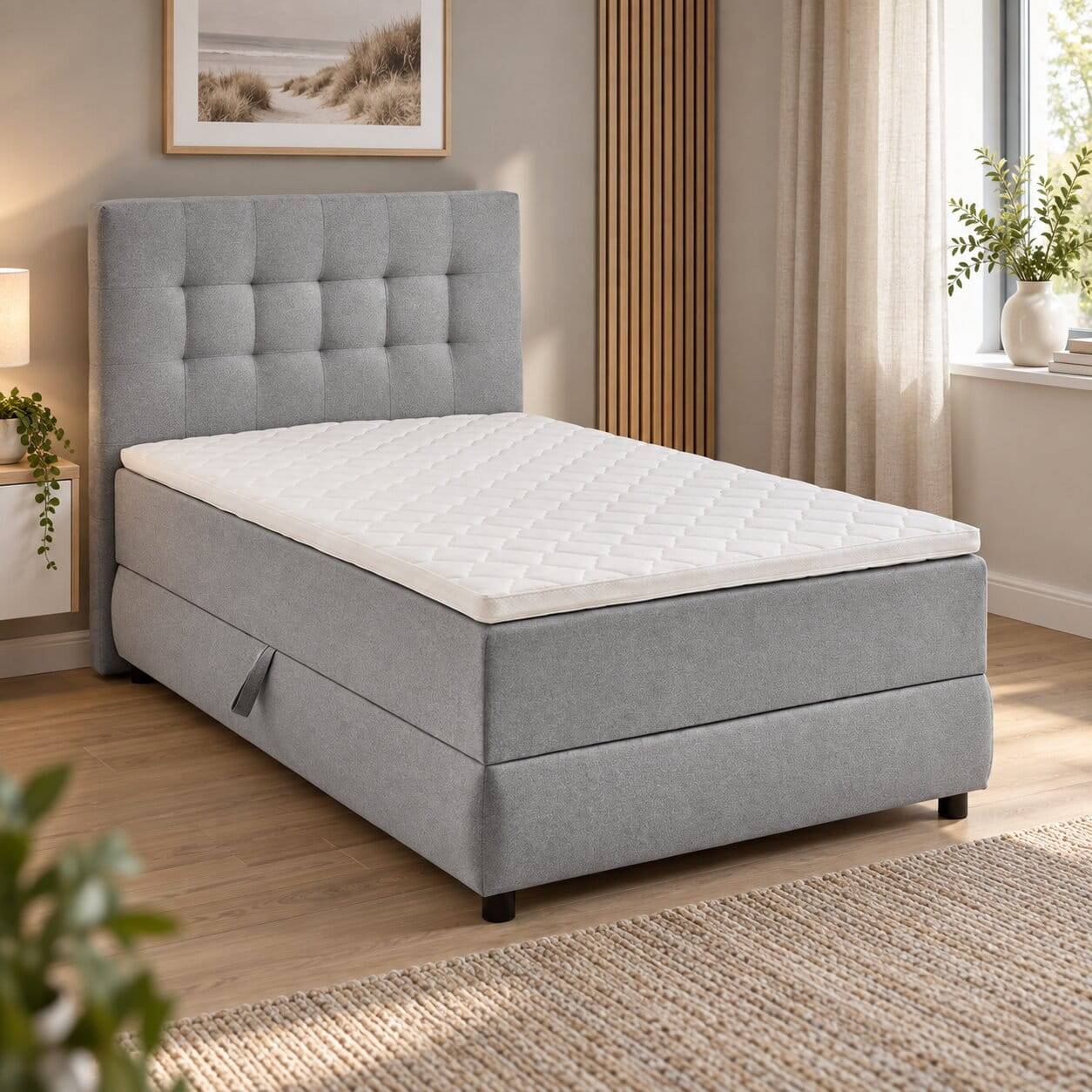 Graues Einzelbett komplett in 100x200 120x200 - Amore