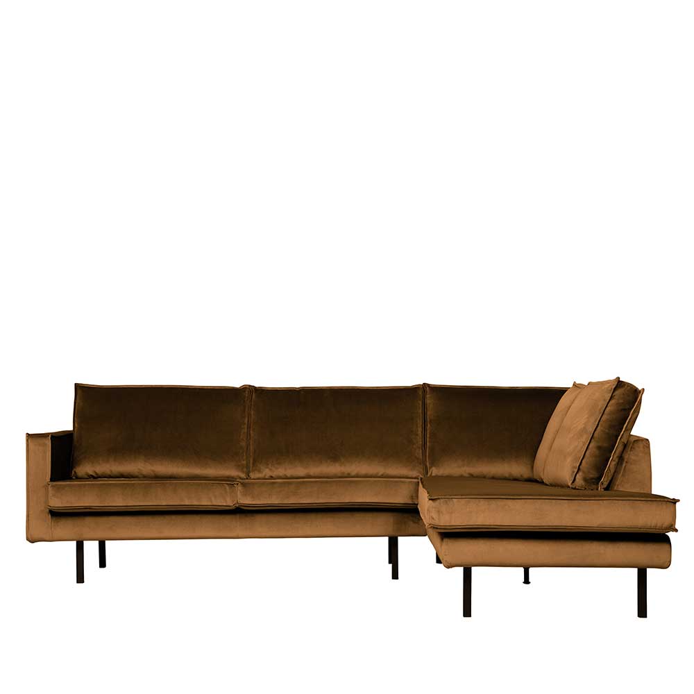 L Sofa Couchecke mit Samtbezug Honig Gelb - Saguan