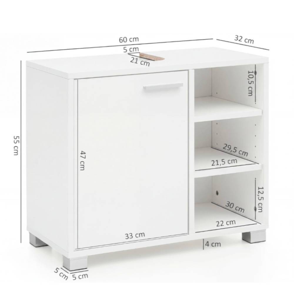 60x55x32 Waschbecken Unterschrank in Weiß - Turena