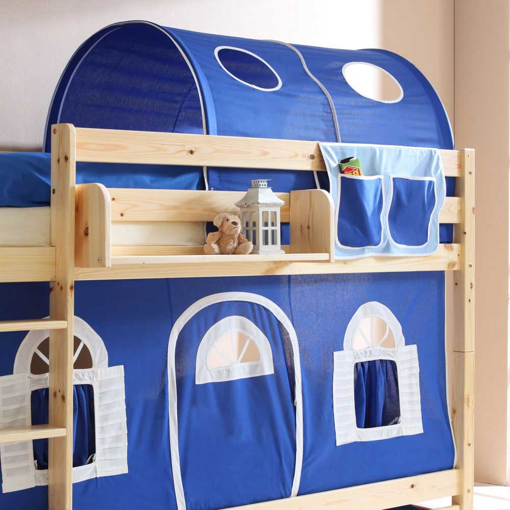 Kinderetagenbett Casimir in Blau-Weiß