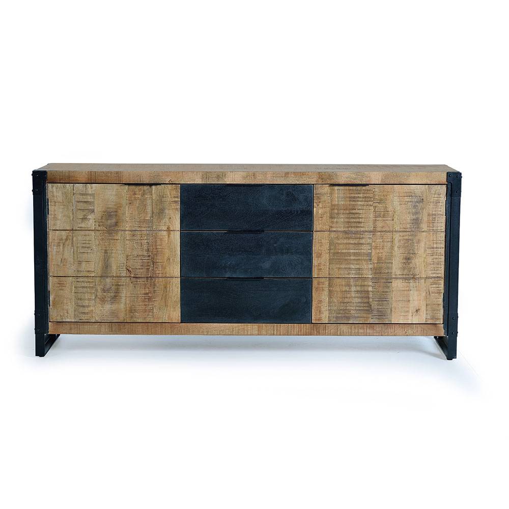 Industrial Sideboard aus Mangoholz mit Metall - Lakumara