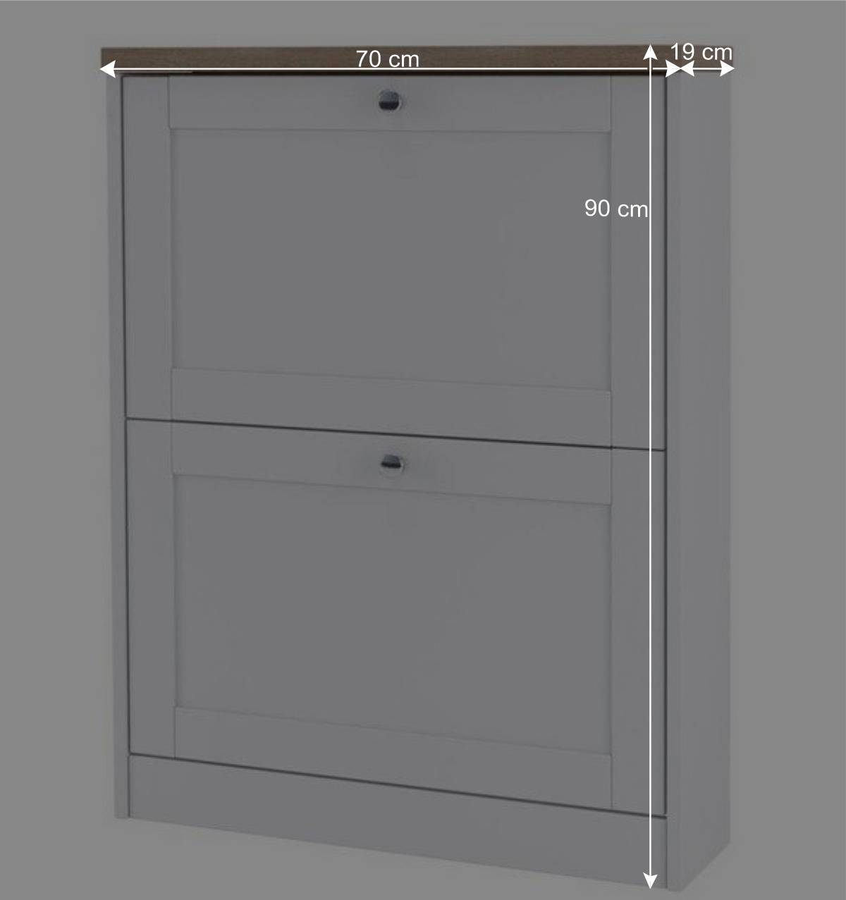 Schuhschrank in Weiß mit Sonoma-Eiche - Nudion