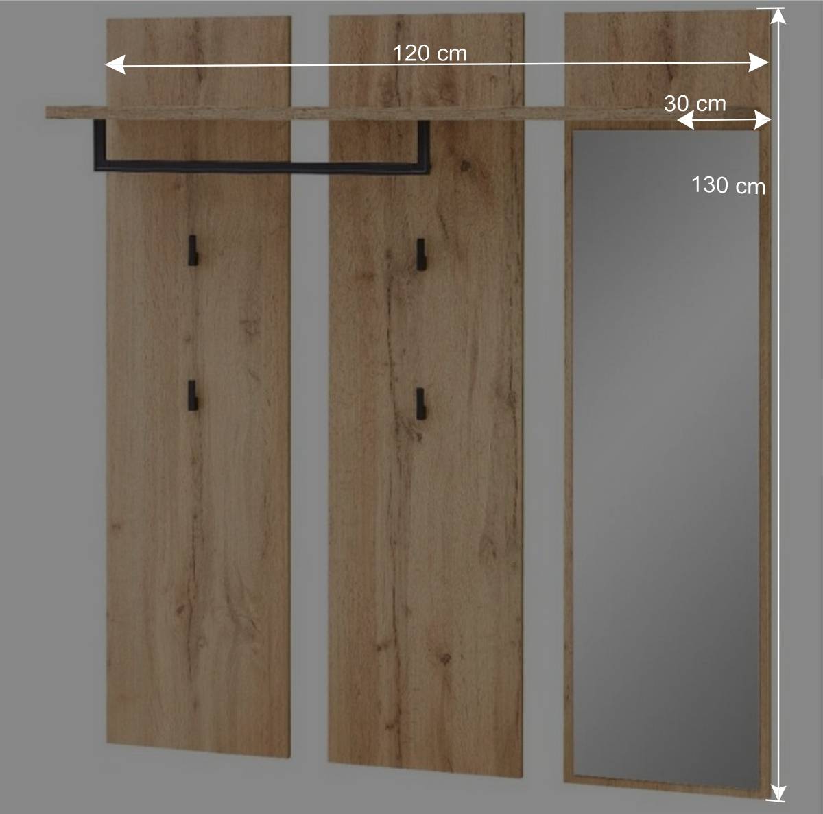 120cm breite Garderobe in Altholz Optik - Lavine